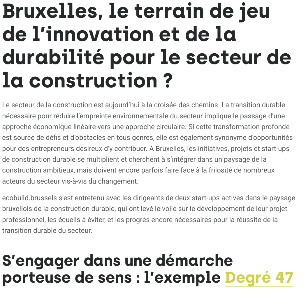 Aperçu : Ecobuild, « Bruxelles, le terrain de jeu de l’innovation et de la durabilité pour le secteur de la construction ? »