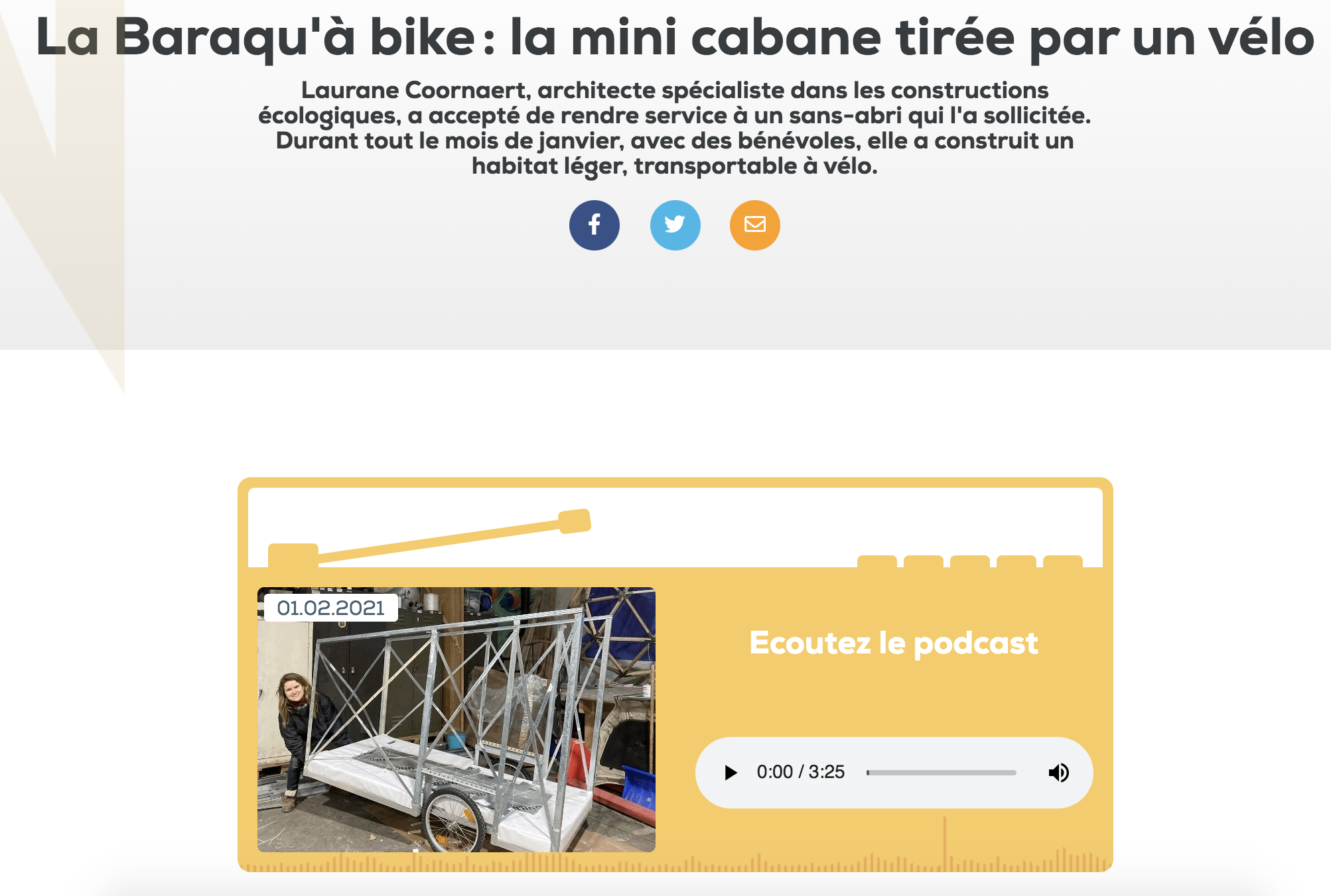 Aperçu : Nostalgie, « La Baraqu’à bike : la mini cabane tirée par un vélo »
