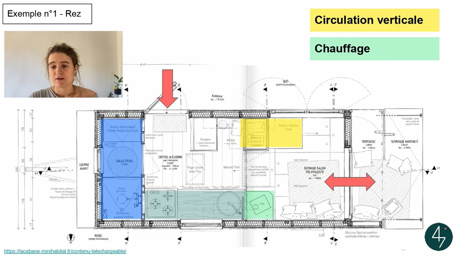 Plan d’architecte annoté d’une tiny house