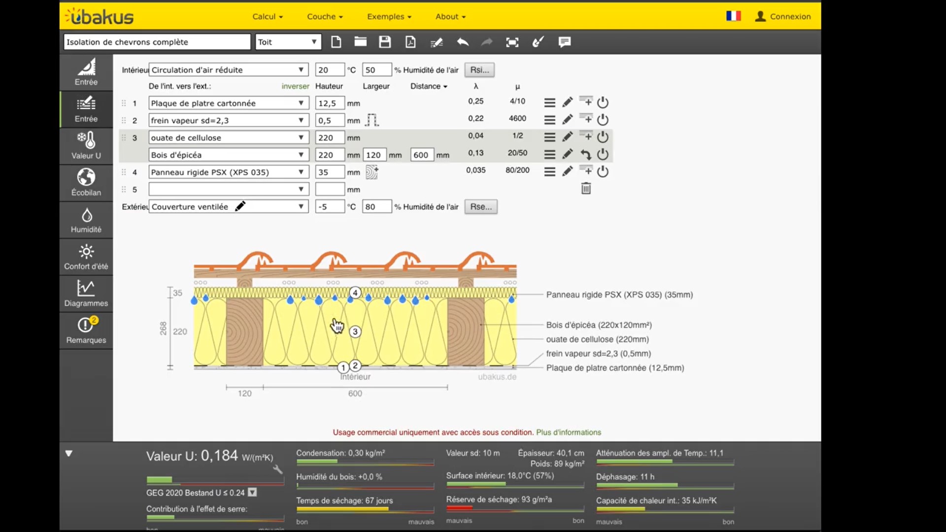 Calcul de la performance thermique des parois
