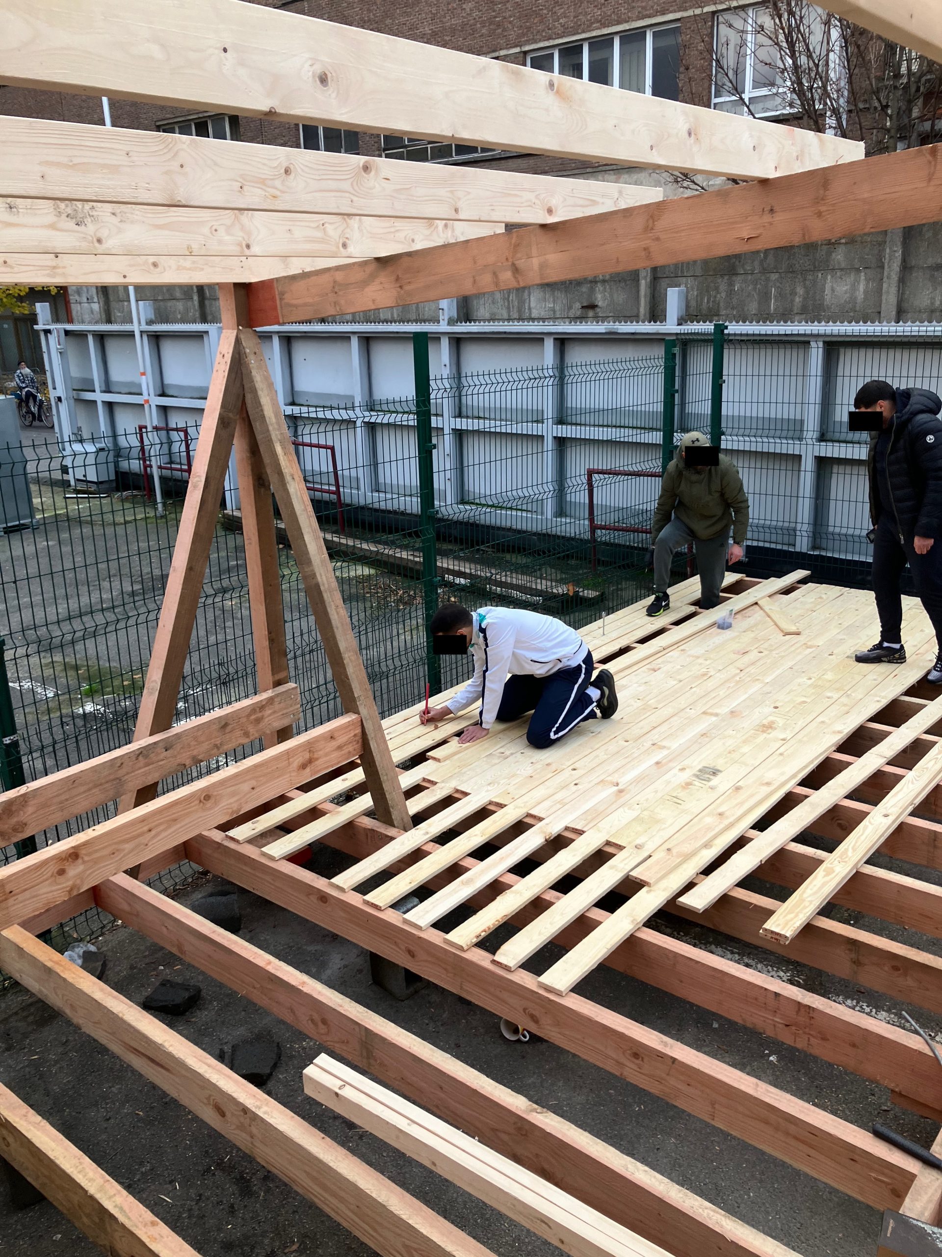 La charpente et la terrasse en fin de chantier